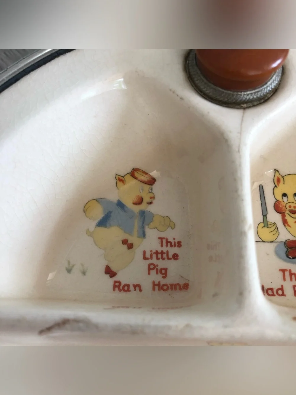 Antique (?) Three Little Pigs Child’s Warming Dish Vintage